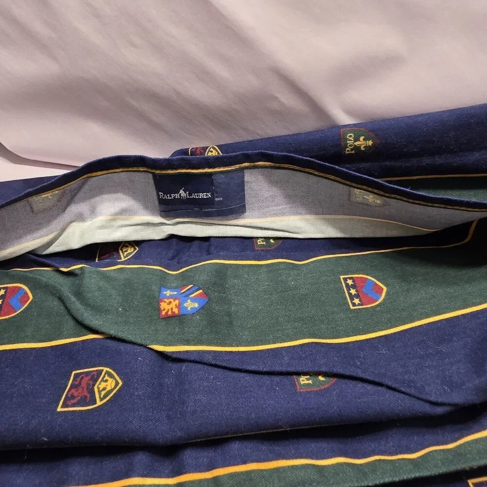 Pair Vintage Ralph Lauren Chappel Standard Pillow Shams Blue Green Shields